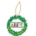 LV Royal Flush $100 Bill Wreath Ornament w/ Clear Mirror Back (2 Sq. Inch)